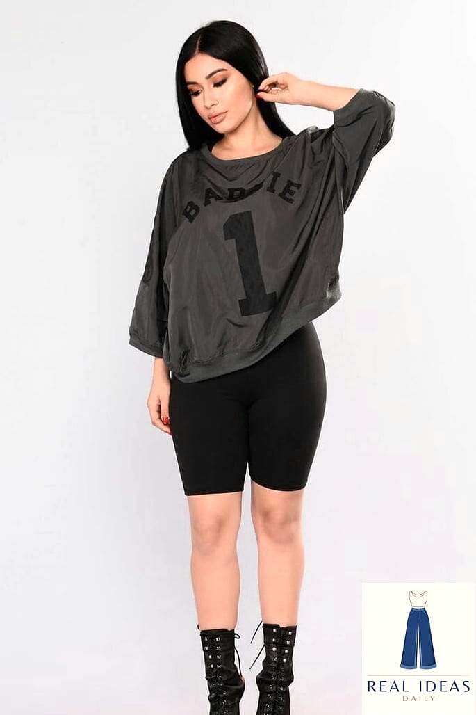 Biker Shorts and Oversized Hoodie