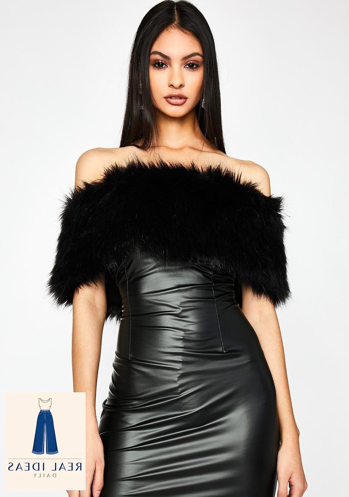 Black Dress With a Faux Fur Stole
