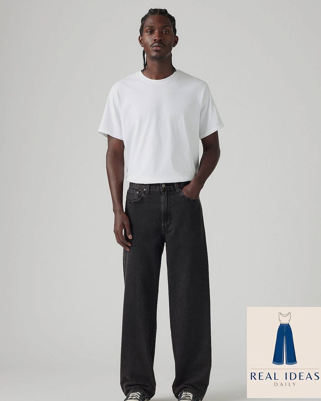 Black Top and Dark Blue Jeans for Effortless Cool