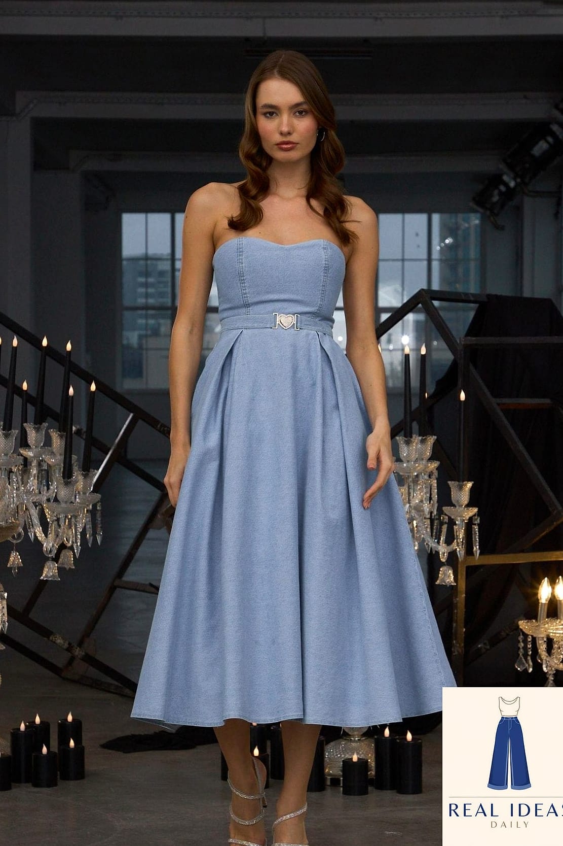 27 Blue Dress Outfit That Are Dreamy and So Inspiring 26 Blue Maxi Dress With a Denim Jacket for Festival Season
