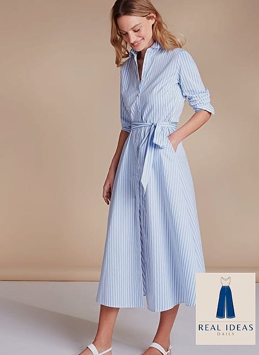 27 Blue Dress Outfit That Are Dreamy and So Inspiring 18 Blue and White Striped Dress for Nautical Summer Style