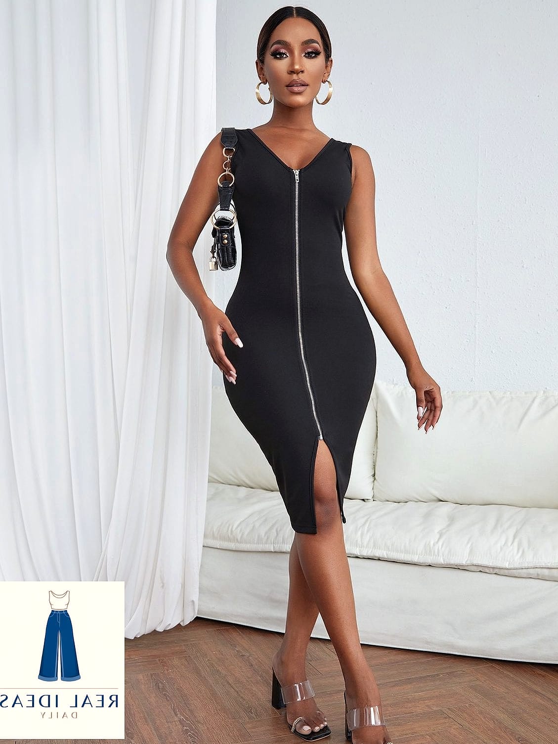 Bodycon Dress and Zip Up Hoodie Combo