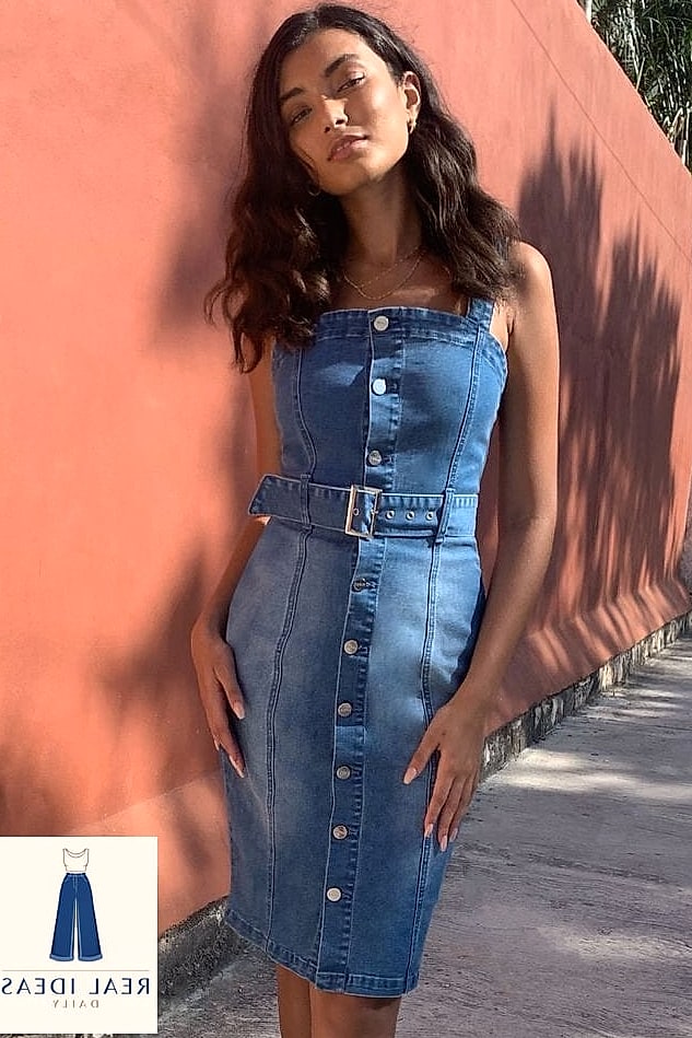 Bodycon Jean Dress With a Statement Belt