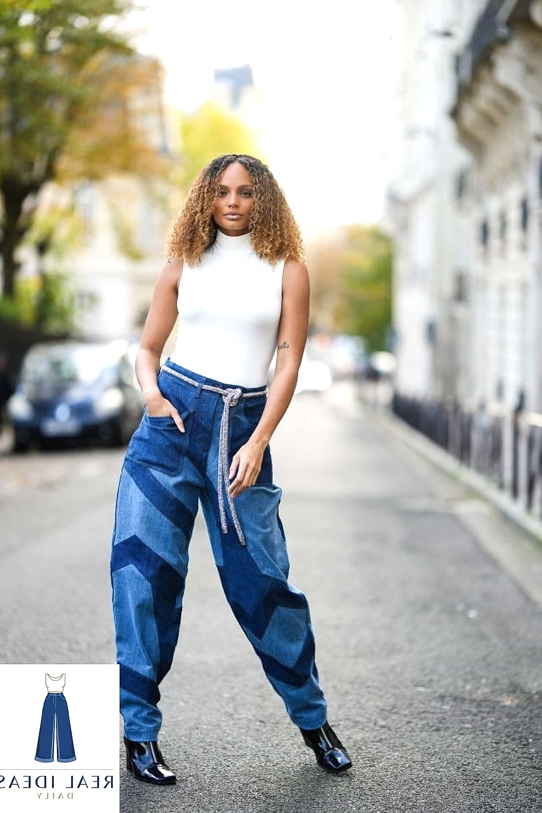 29 Baggy Jeans Outfit That Will Transform Your Look 28 Bodysuit & Baggy Jeans for a Streamlined Silhouette
