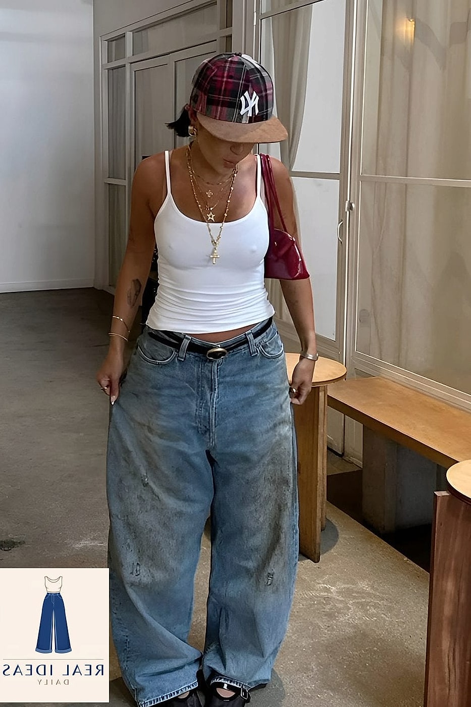 Bodysuit Tucked Into Baggy Jeans