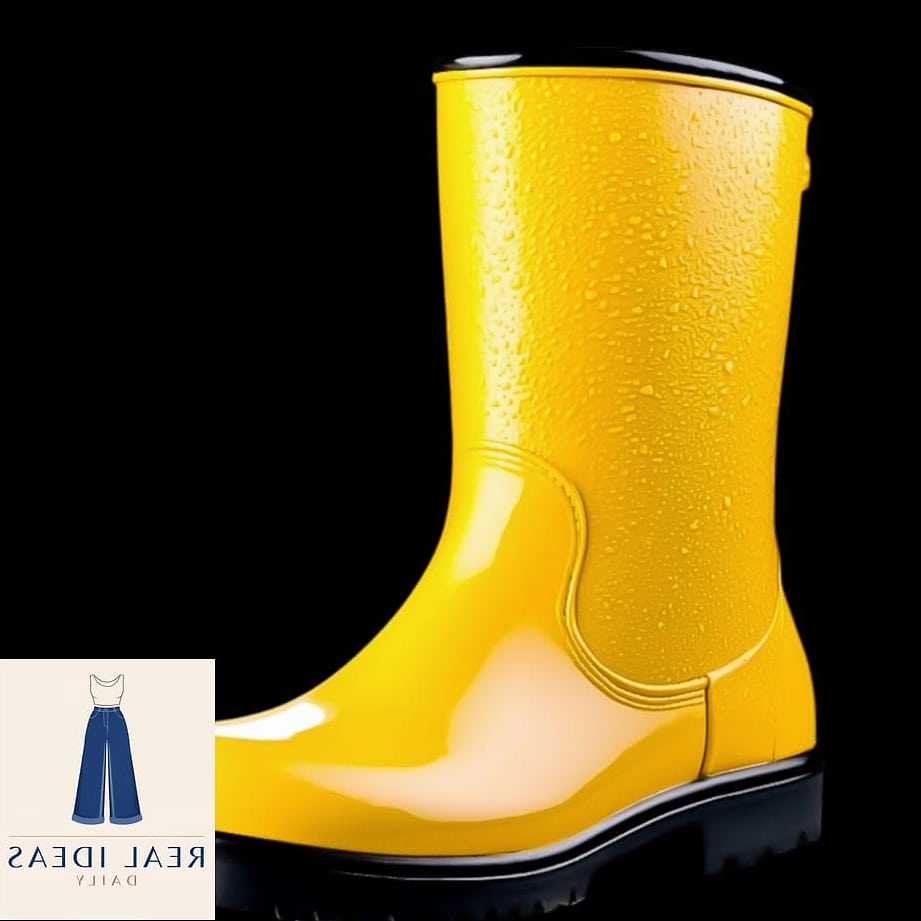 Bright Yellow Rain Boots with Neutral Basics