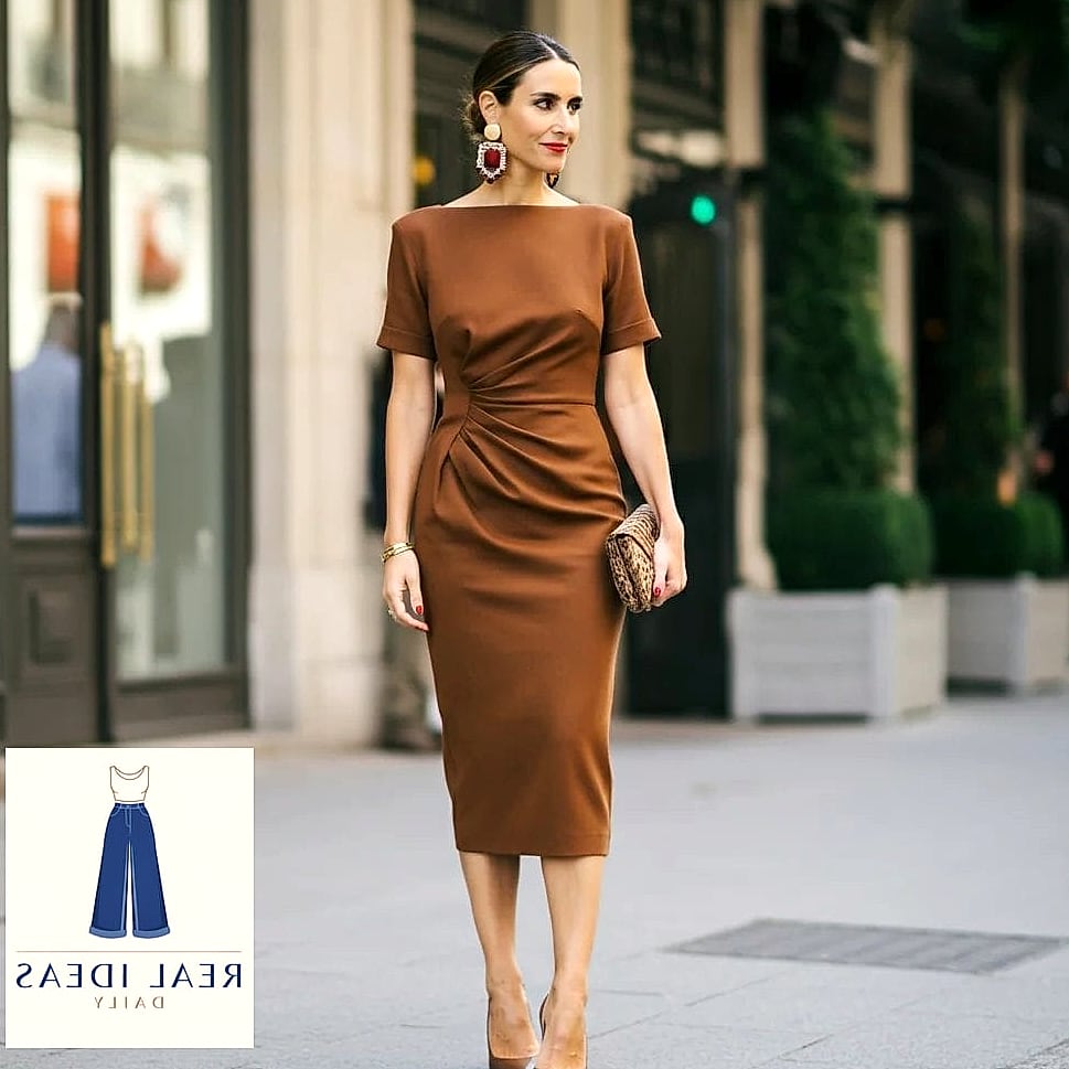 24 Brown Dress Outfit That Every Stylist Needs to See 25 Brown Dress With Layered Gold Chains for a Party