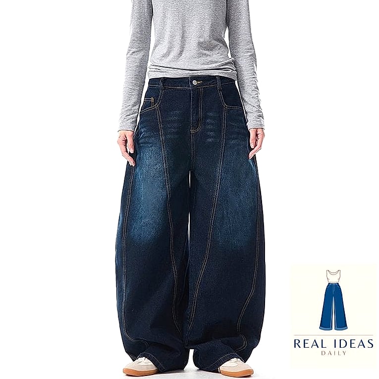BUTTON-DOWN SHIRT & BAGGY JEANS
