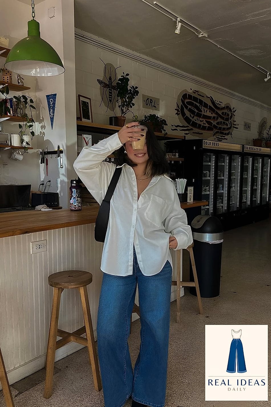 BUTTON-UP SHIRT KNOTTED WITH BAGGY JEANS