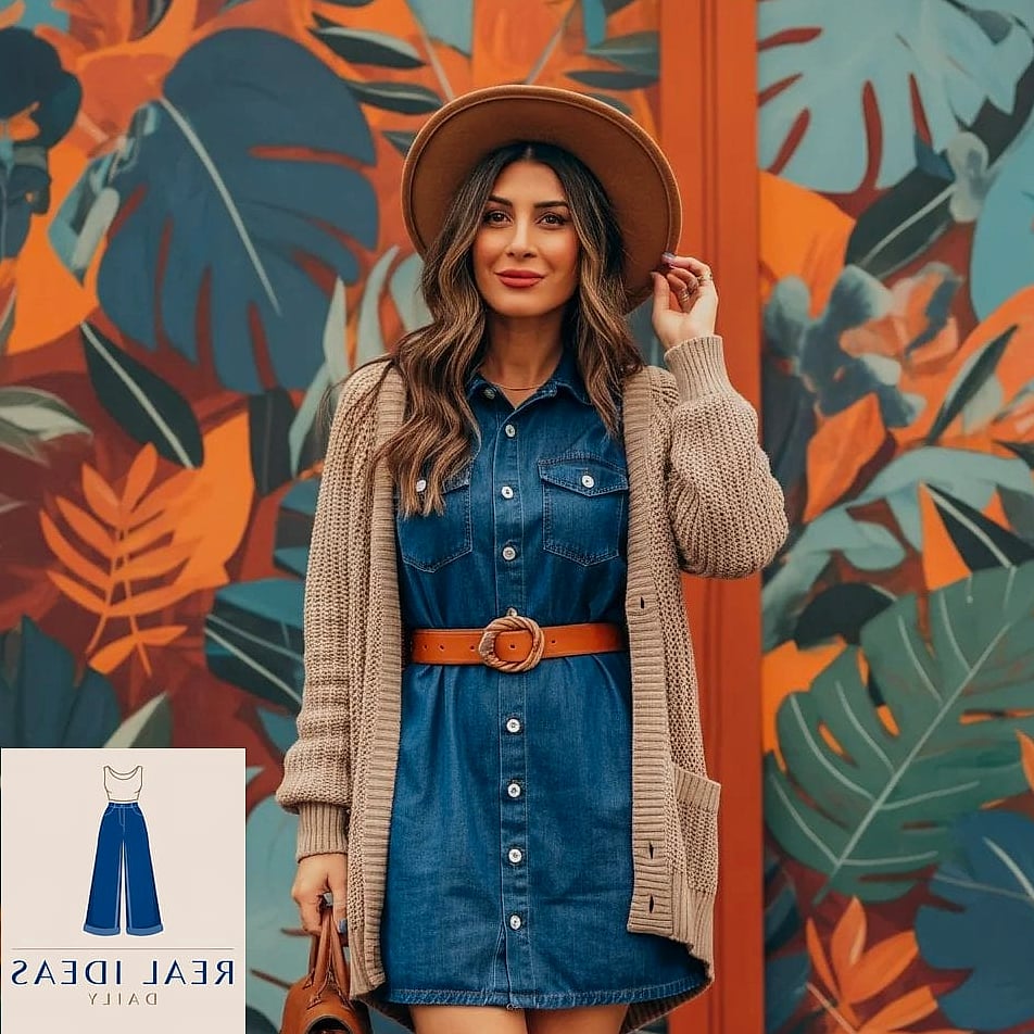 Cardigan and Jean Dress Combo for Fall