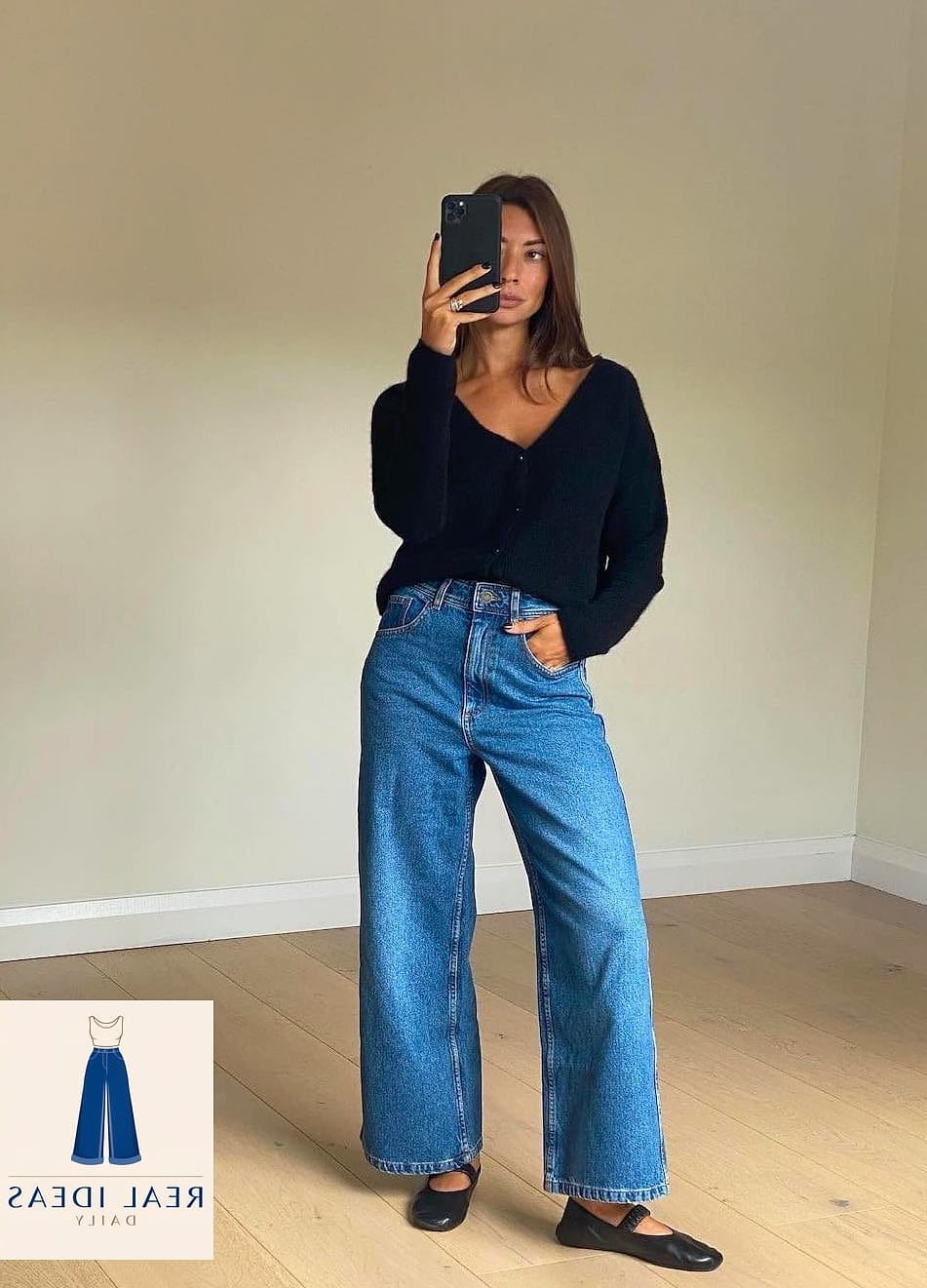 23 Black Baggy Jeans Outfit That Are Dreamy and So Inspiring 11 Cardigan Layered Over a Cami
