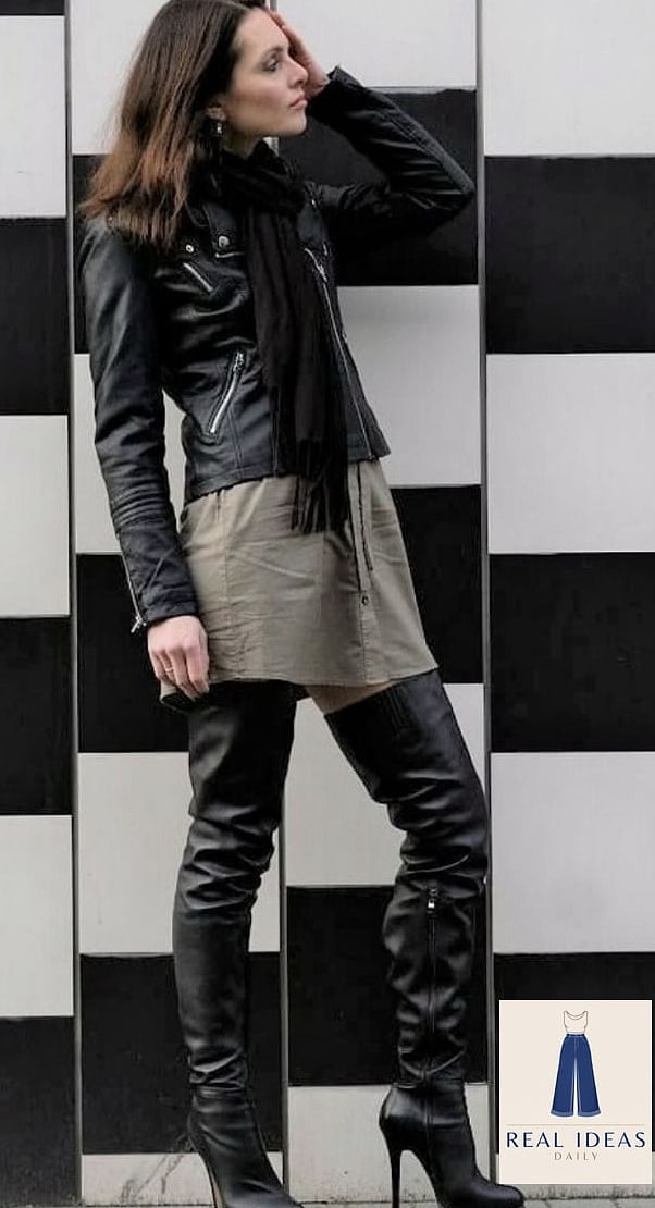 Cargo Pants and Crop Top with Thigh-High Boots