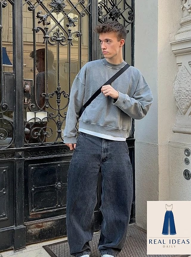 28 Casual Baggy Jeans Outfit Worth Pinning Immediately 12 CASUAL COMFORT: OVERSIZED SWEATERS AND LEGGINGS