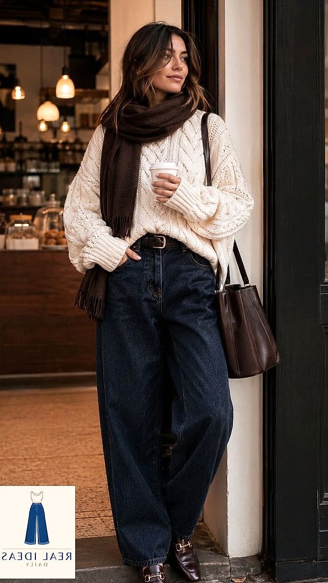 Chunky Knit Sweater and Slouchy Denim