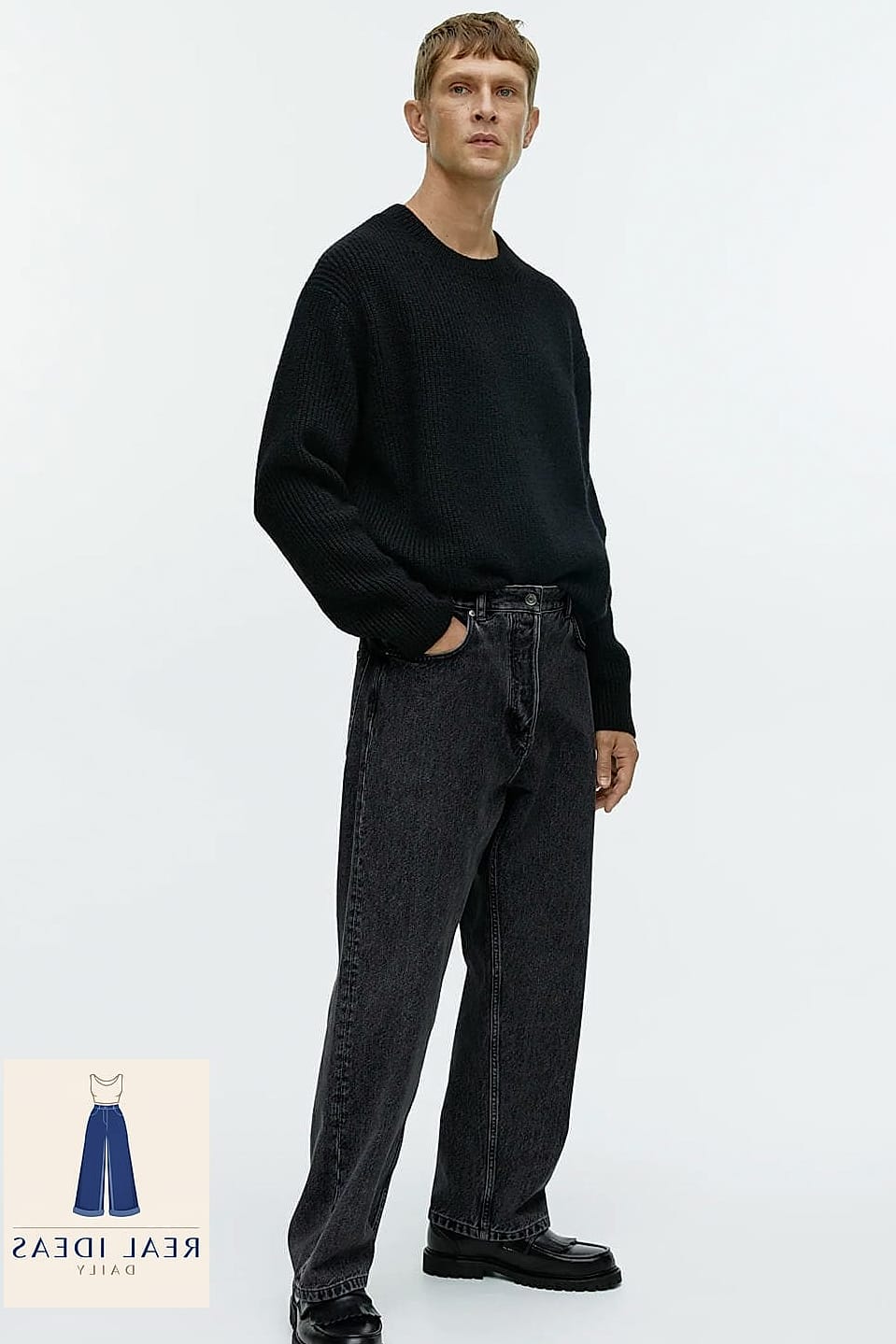 Chunky Knit Cardigan and Baggy Jeans for Cozy Layering