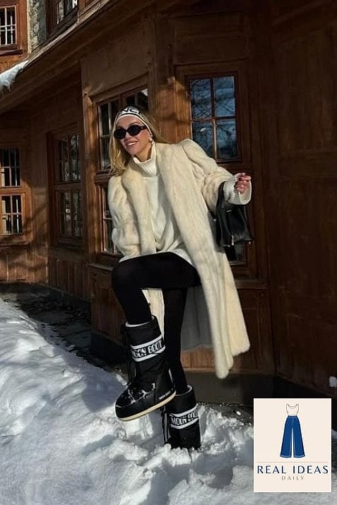 28 Moon Boots Outfit You'll Want to Screenshot Immediately 15 Chunky Knit Dress Layer