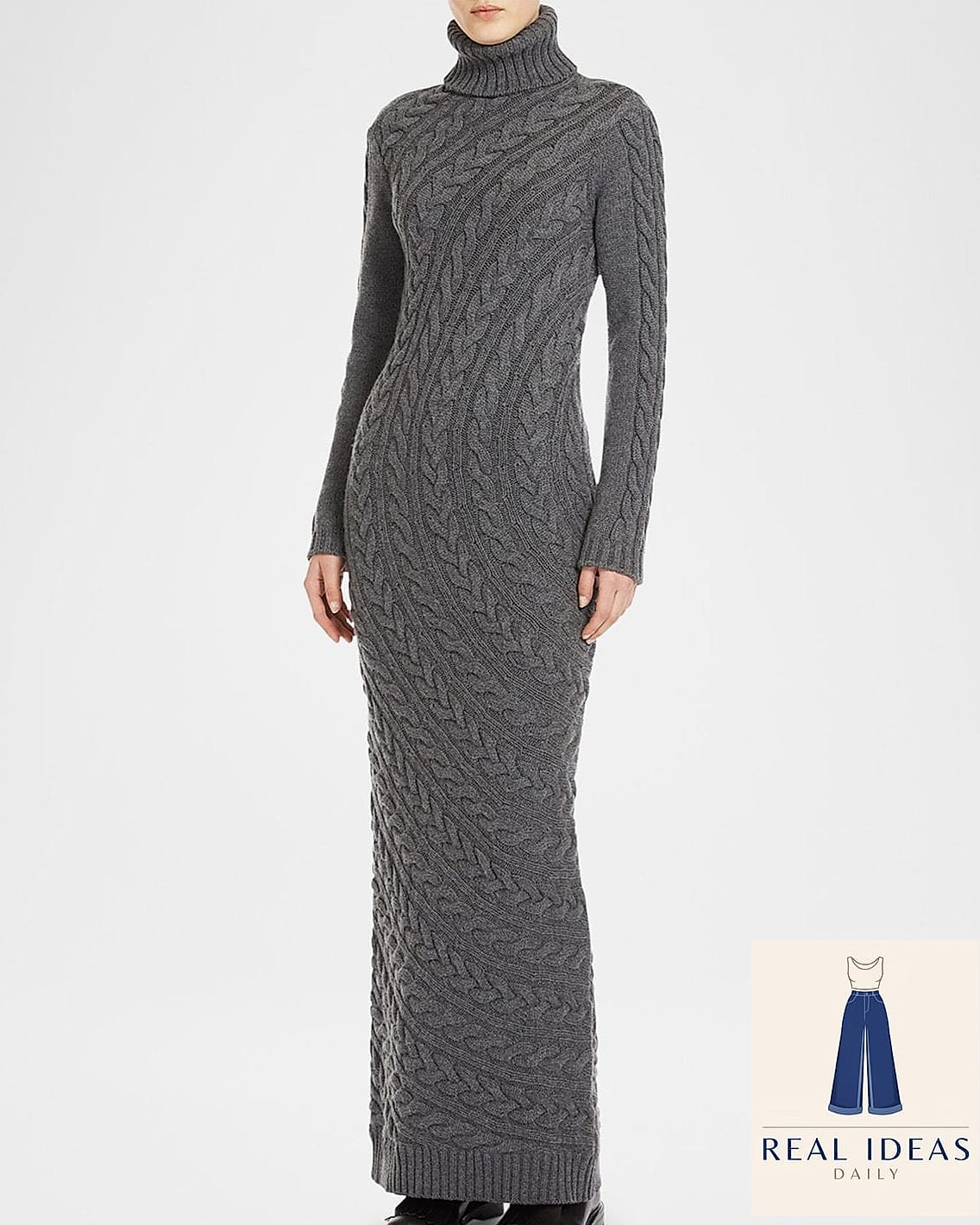 24 Sweater Dress Outfit That Are Going Viral on Pinterest Right Now 3 CHUNKY SWEATER AND MAXI SKIRT