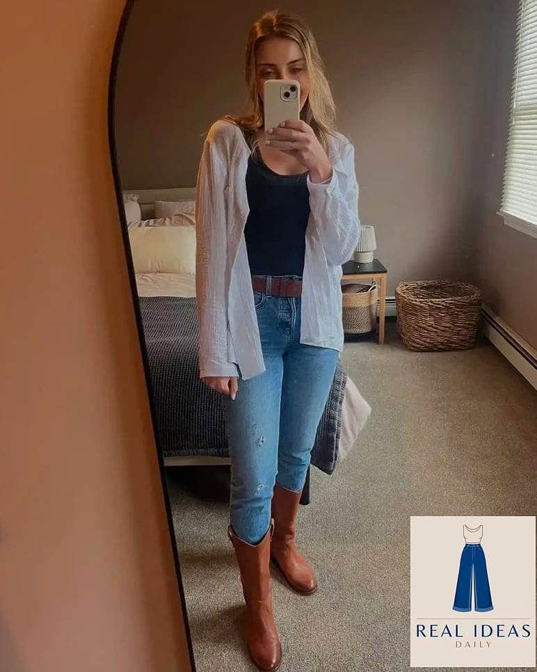 The classic jeans and white tee combo