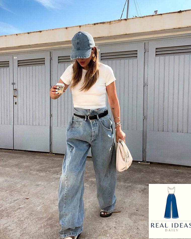 21 Baggy Jeans Tight Top That Will Transform Your Look 3 The Classic White Tee and Baggy Denim Combo