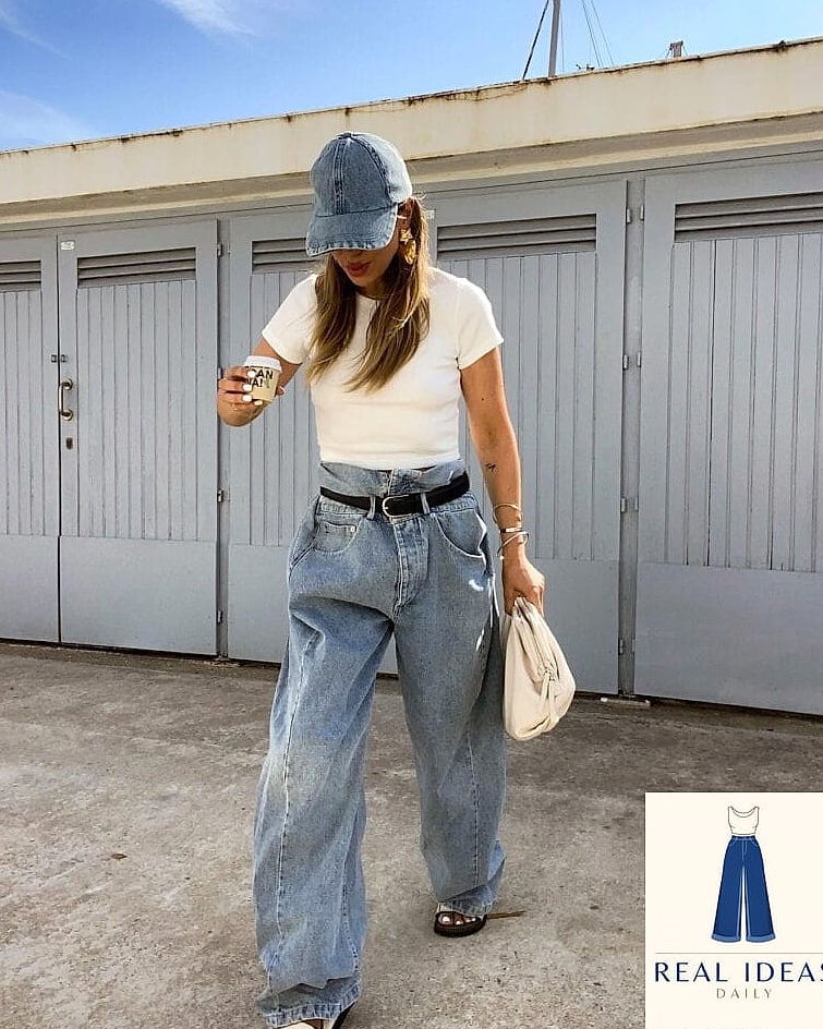 26 Cute Baggy Jeans Outfit Every Style Lover Needs to See 6 CLASSIC WHITE TEE & BAGGY JEANS