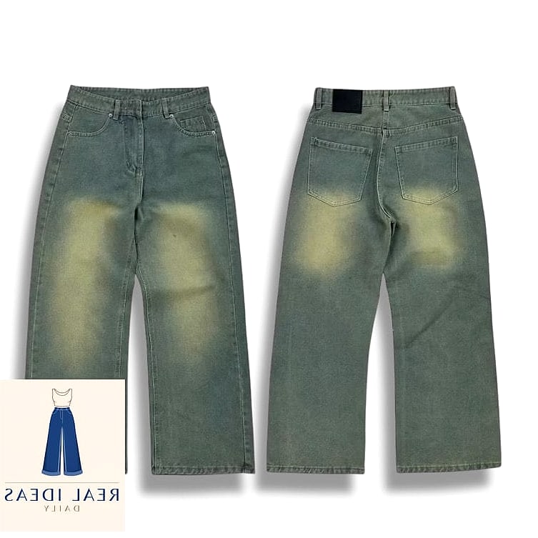 Cobalt Blue Sweater and Light Wash Baggy Jeans