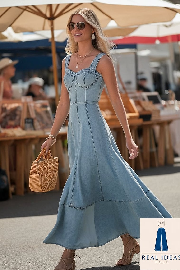 Cobalt Blue Accessories With a Classic Jean Dress