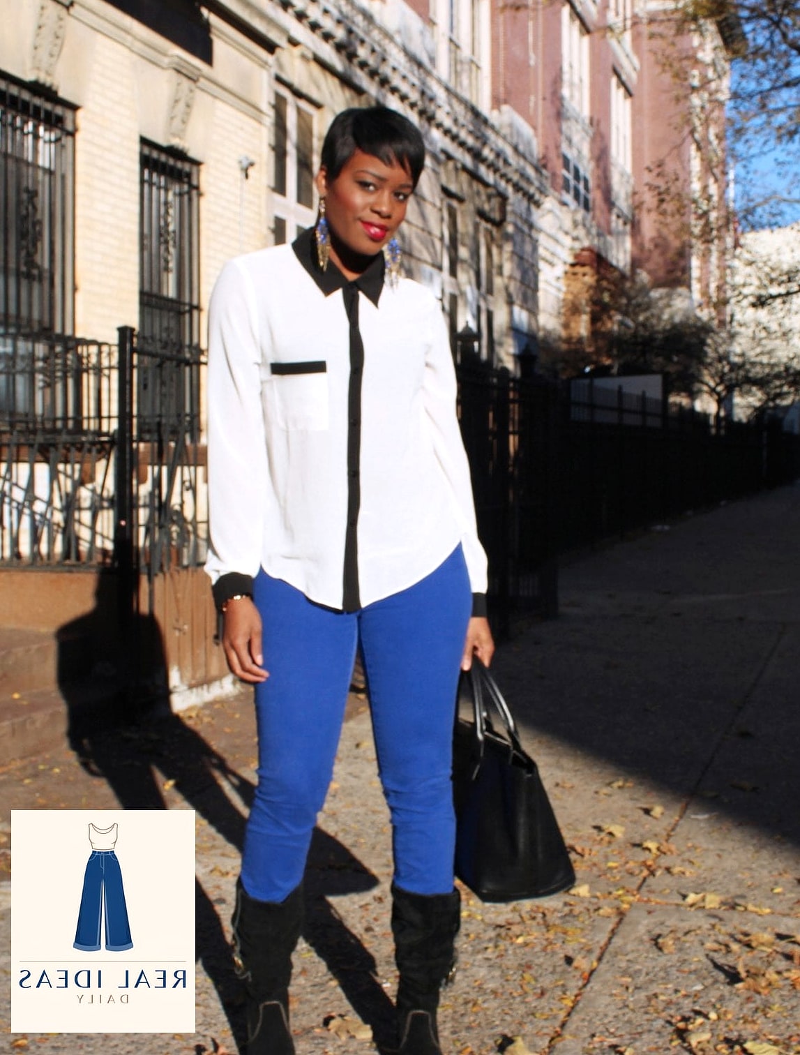 Cobalt Blue Sweater with Light Wash Jeans