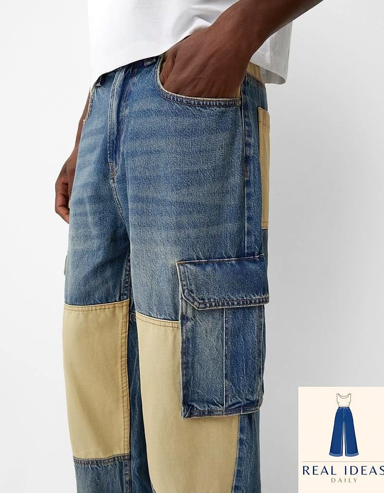 COLOR-BLOCKED TOP & BAGGY JEANS