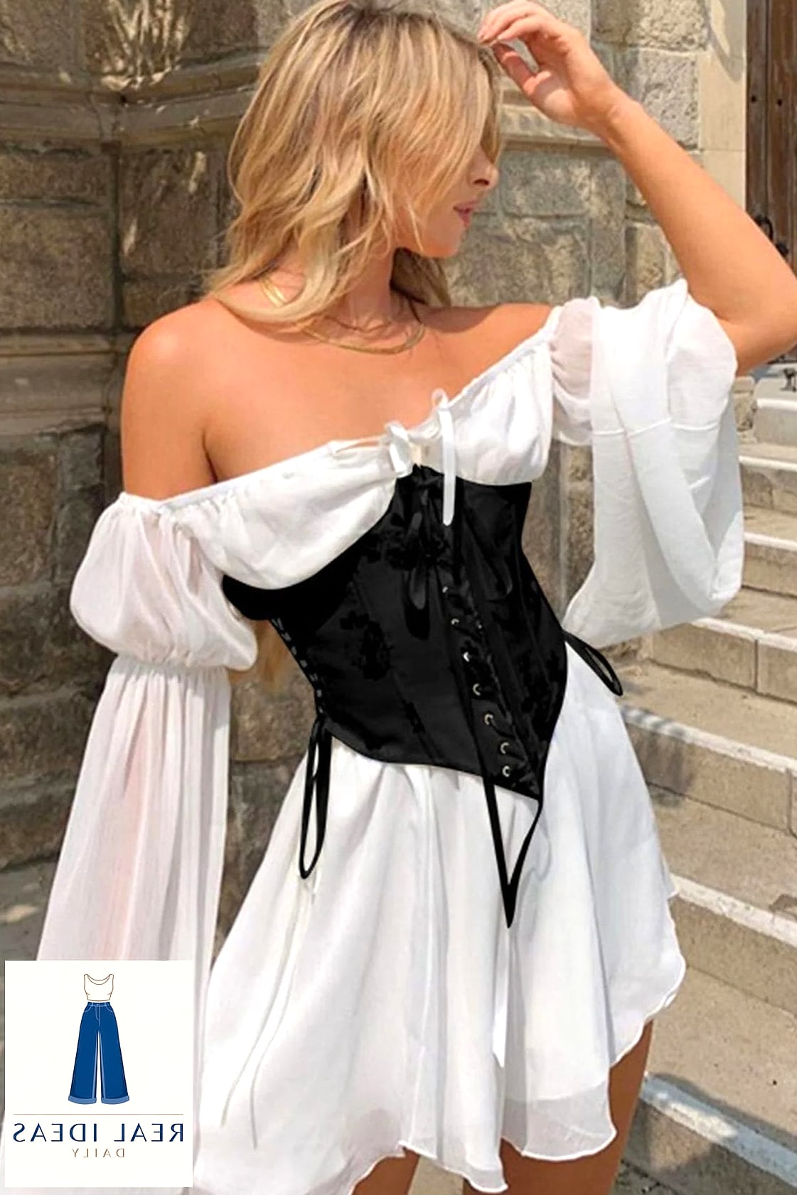 Corset-Belted Shirt Dress