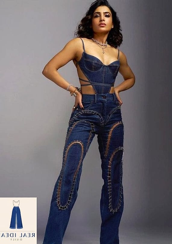 Corset Top Under a Cardigan with Baggy Jeans