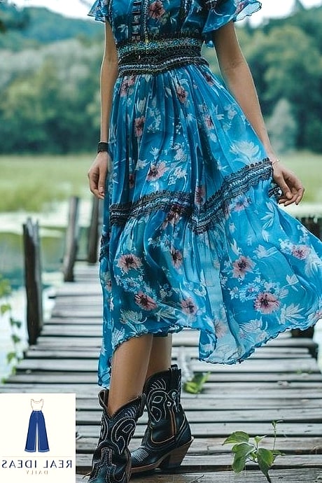 Cowboy Boots with a Sundress in Transitional Weather