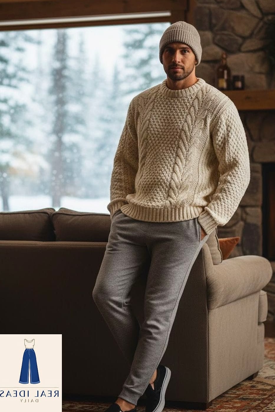 30 Grey Sweatpants Outfit You'll Want to Screenshot Immediately 24 Cozy scarf and beanie combo