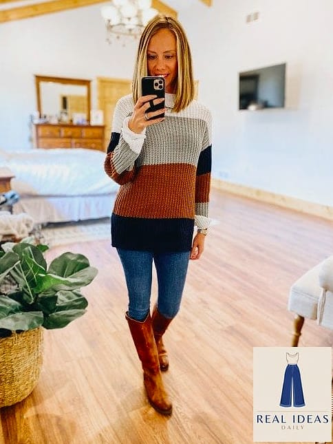 Cozy sweater dress and tall boots
