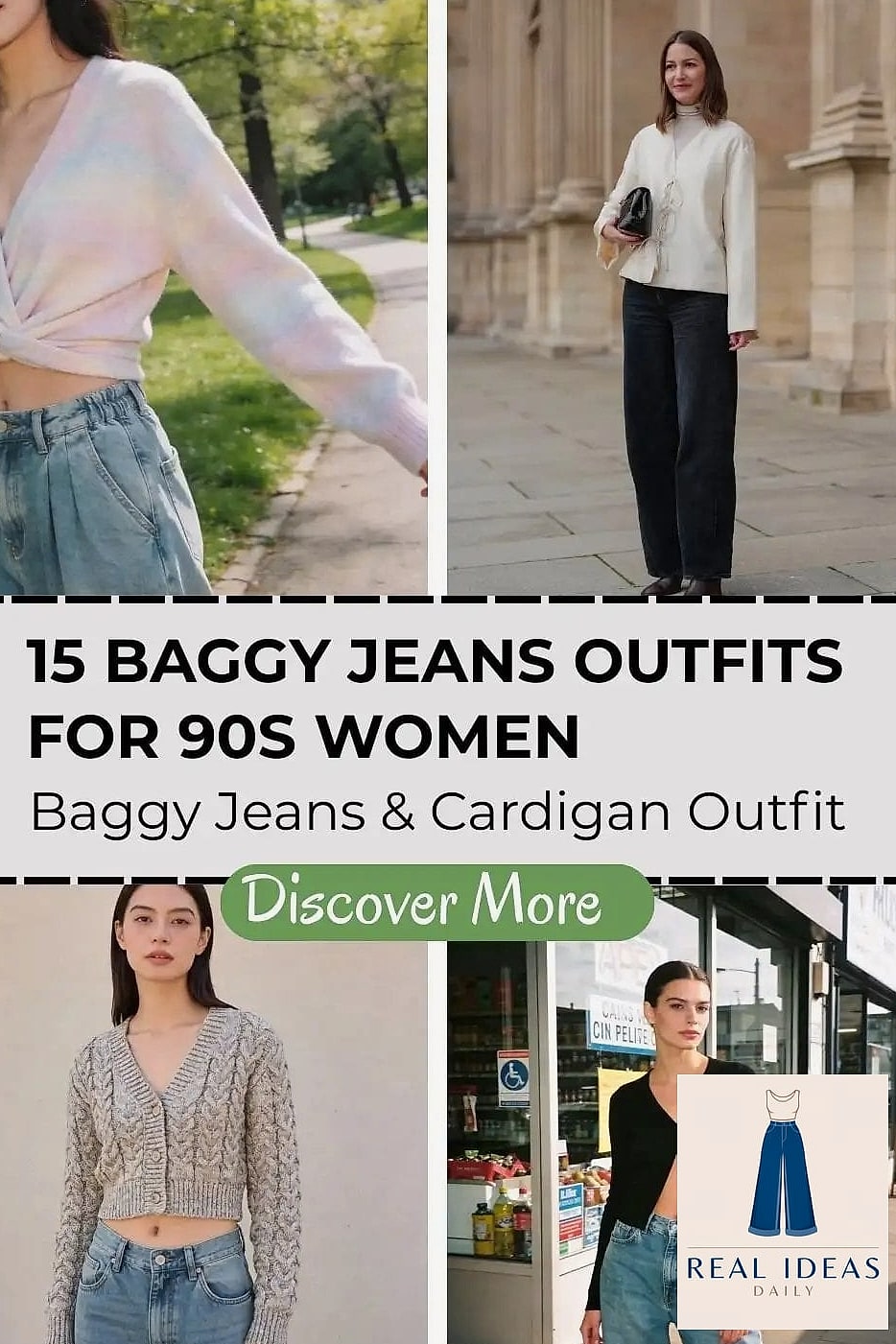 22 Baggy Jeans Outfit Women Worth Pinning Immediately 11 Cropped Cardigan and Baggy Jeans for Cozy Weekend Vibes