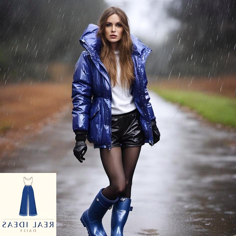 Cropped Puffer Jacket with Chunky Rain Boots