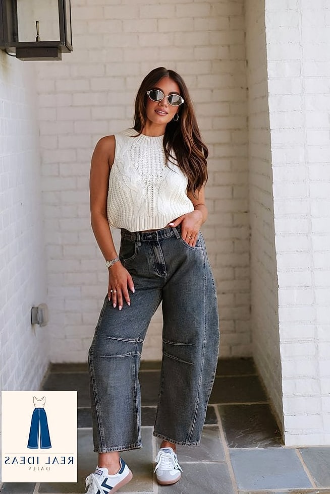 29 Baggy Jeans Outfit That Will Transform Your Look 11 Crop Top & High-Rise Baggy Jeans for Warm Weather