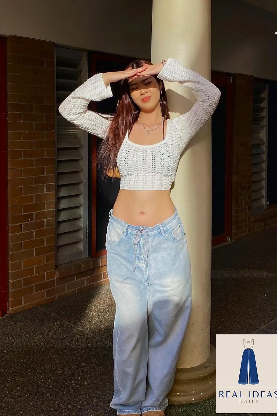 The Crop Top and White Baggy Jeans Combo