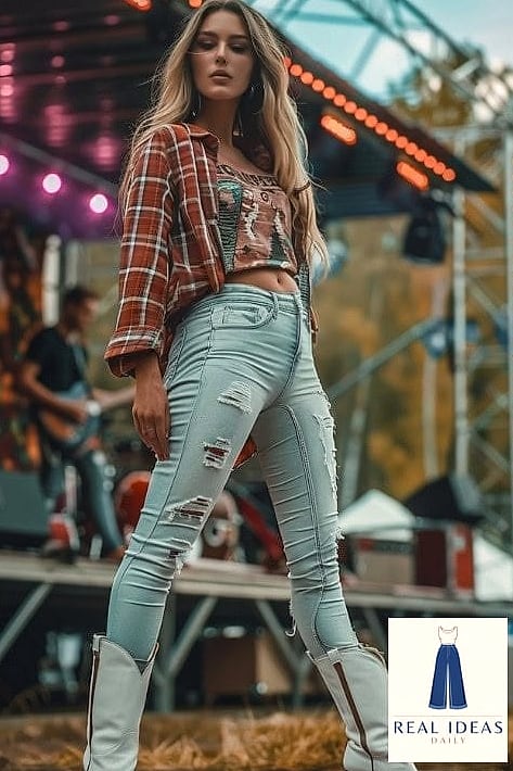 30 Cowboy Boots Outfit That Are Going Viral on Pinterest Right Now 16 Crop Top and High-Waisted Flares