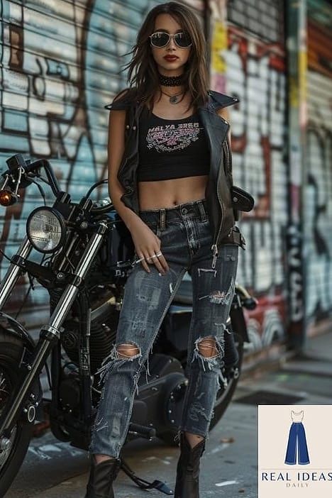 22 Black Cowboy Boots Outfit That Are Dreamy and So Inspiring 17 Crop Top and High-Waisted Trousers