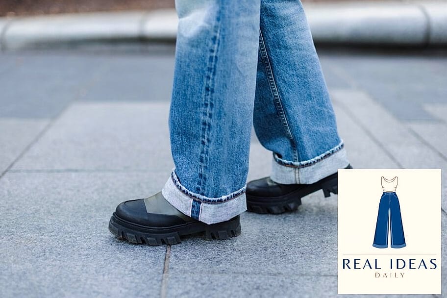 Cuffed Baggy Jeans With Ankle Boots