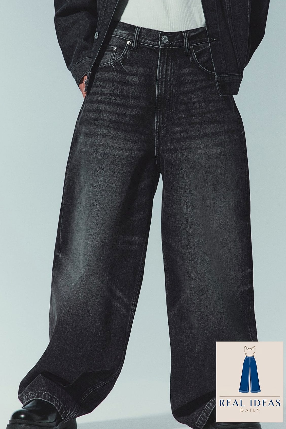 23 Black Baggy Jeans Outfit That Are Dreamy and So Inspiring 7 Denim on Denim Done Right