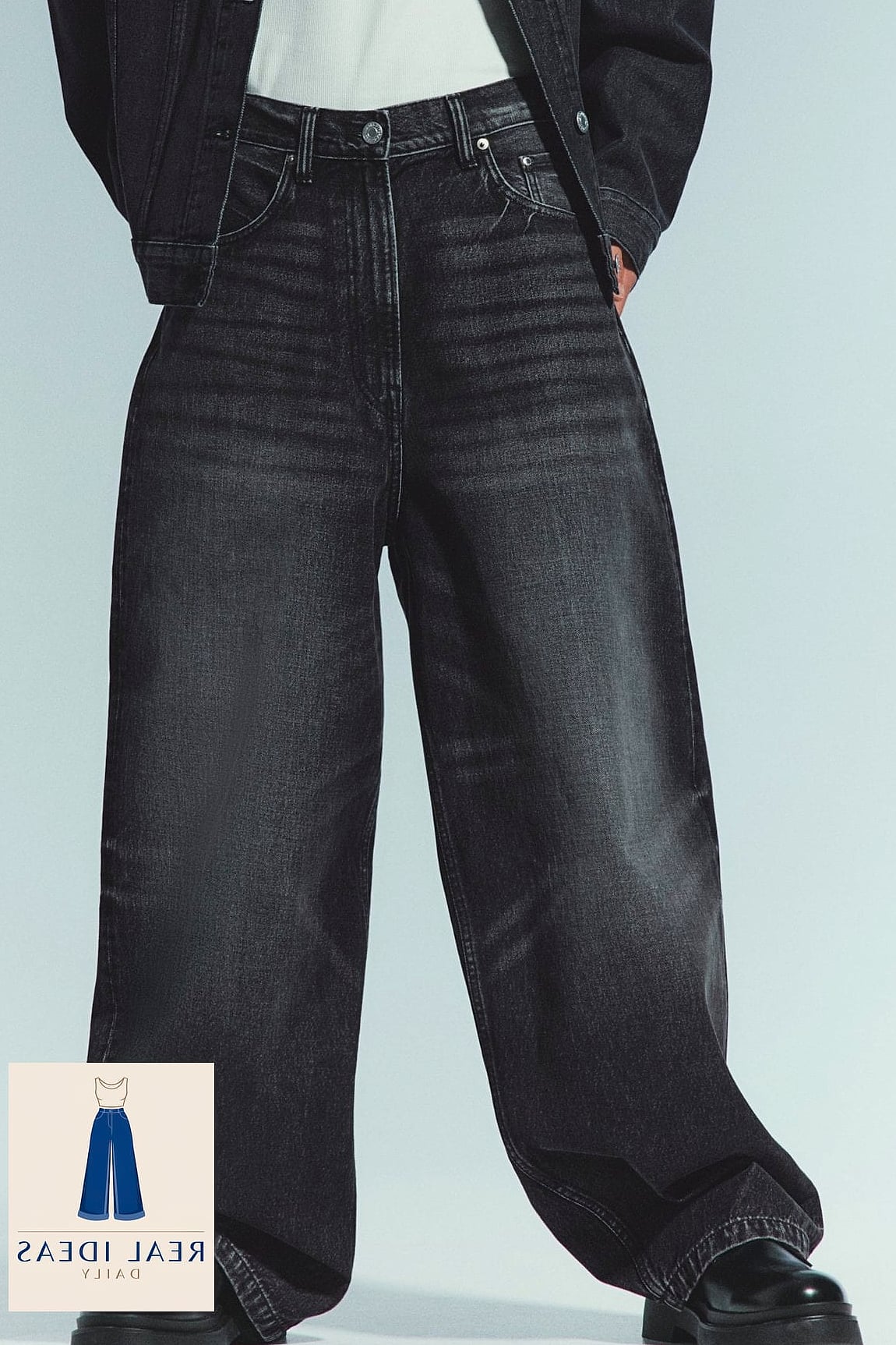 Denim-on-Denim with Baggy Jeans and a Chambray Top