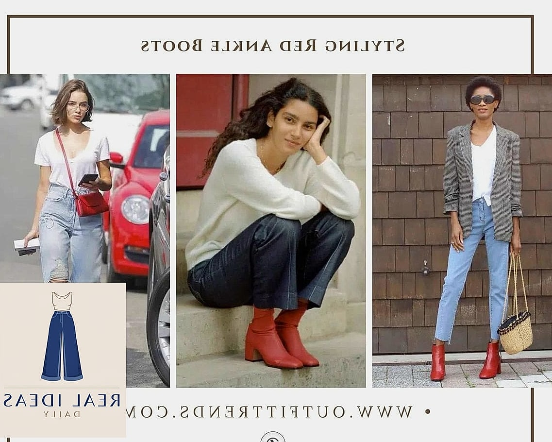 21 Red Boots Outfit Every Woman Needs to See 12 Denim-on-Denim With a Red Boot Pop