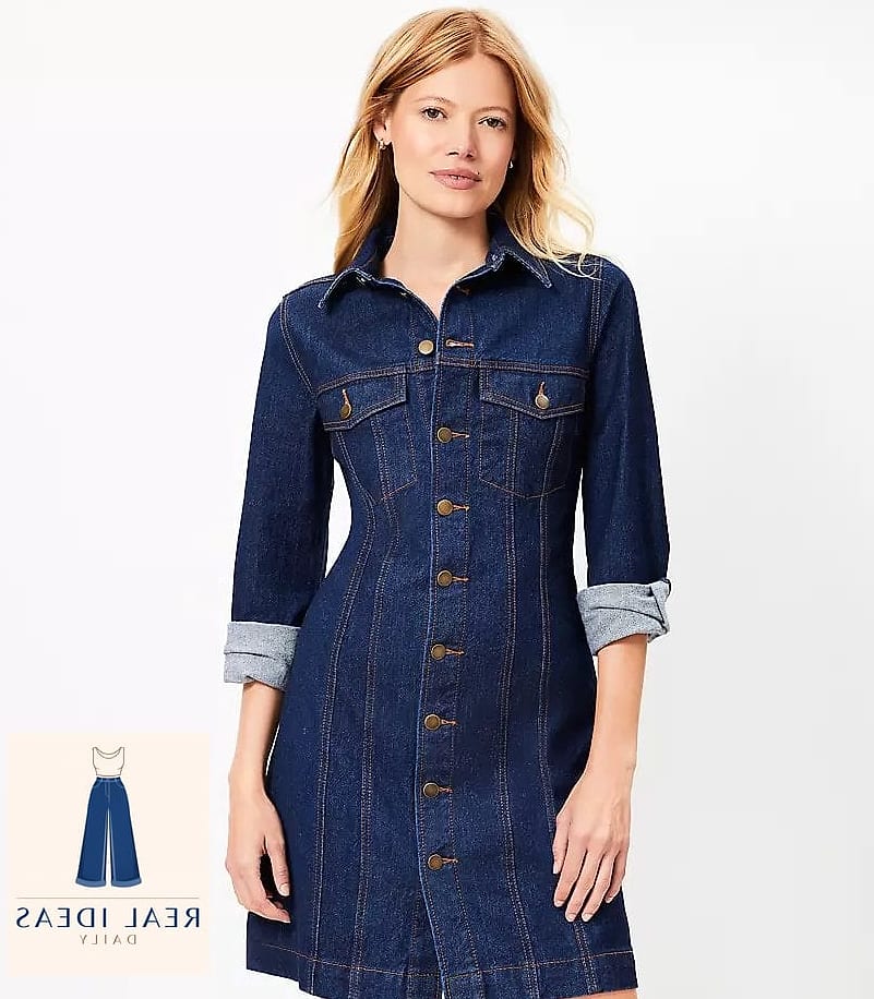 Denim Dress and Plaid Flannel Tied at the Waist
