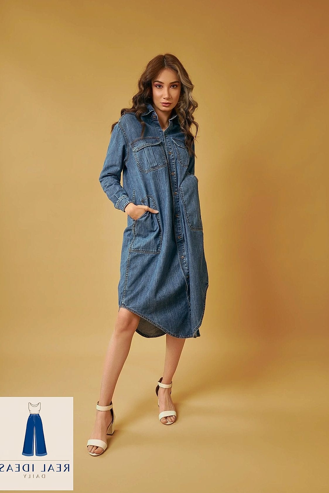 Denim Shirt Dress with Ankle Boots