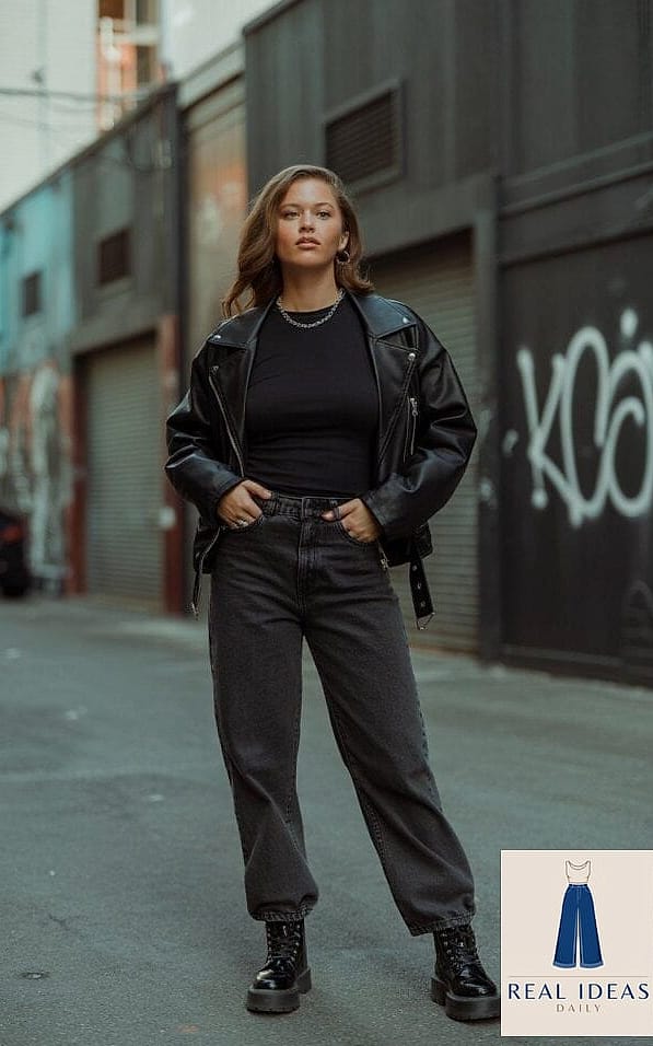 EDGY LEATHER JACKET & BAGGY JEANS