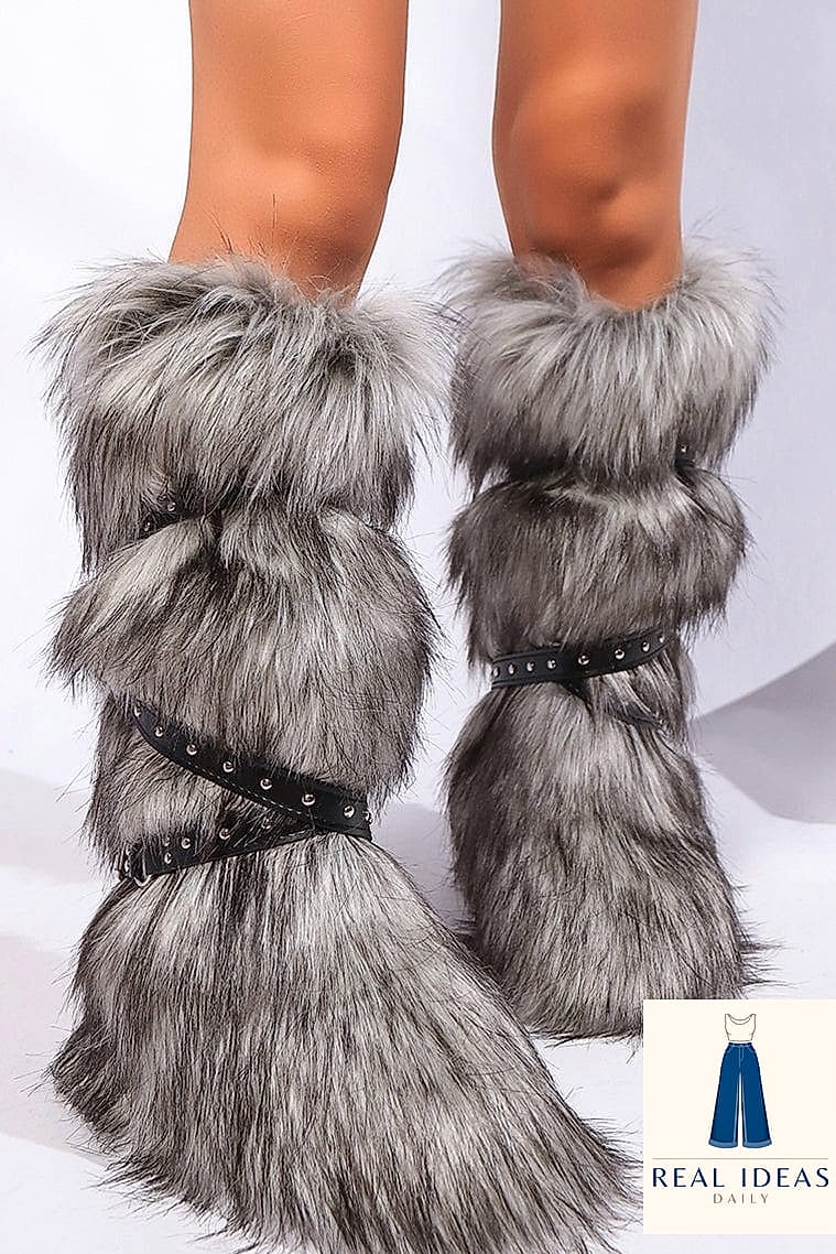 Faux Fur Vest and Knee-High Boots