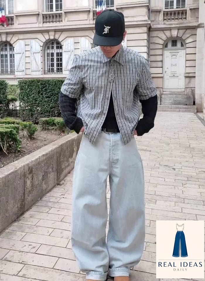 23 Black Baggy Jeans Outfit That Are Dreamy and So Inspiring 19 Flannel Shirt Tied at the Waist