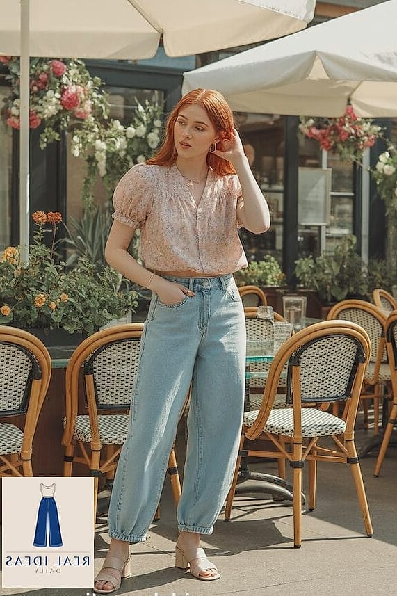 29 Baggy Jeans Outfit That Will Transform Your Look 6 FLORAL BLOUSE & BAGGY JEANS