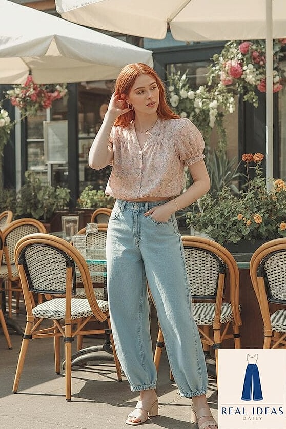FLORAL BLOUSE & BAGGY JEANS